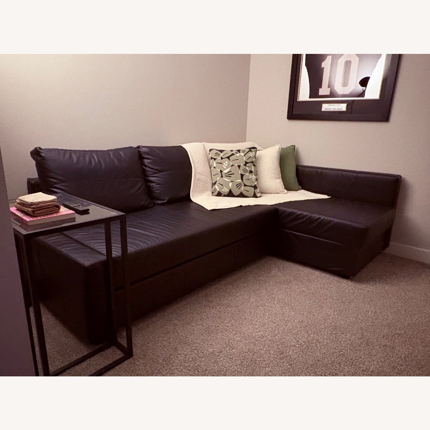 IKEA Friheten Black Leather Sleeper Sofa - image-1