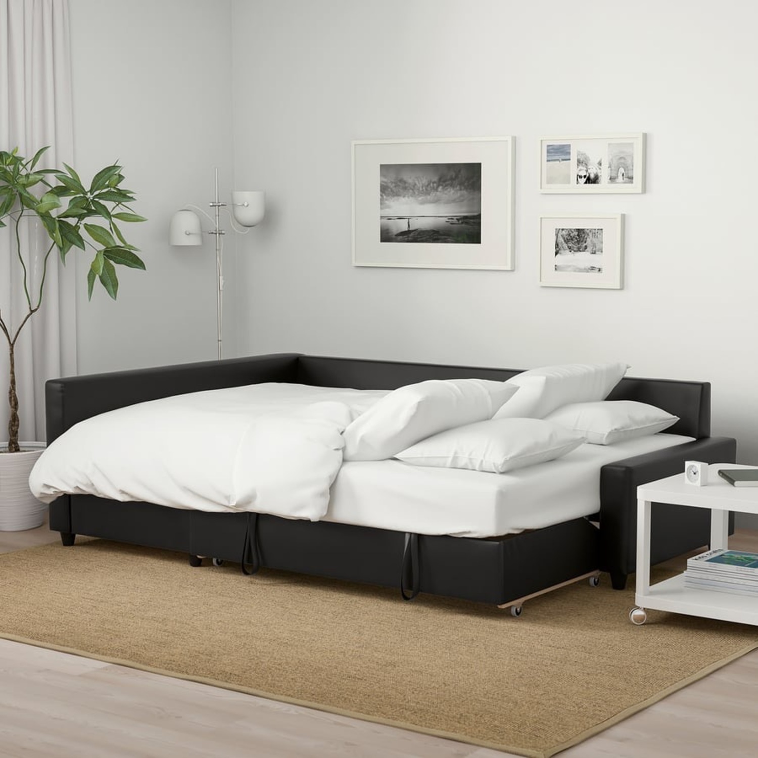 IKEA Friheten Black Leather Sleeper Sofa - image-7