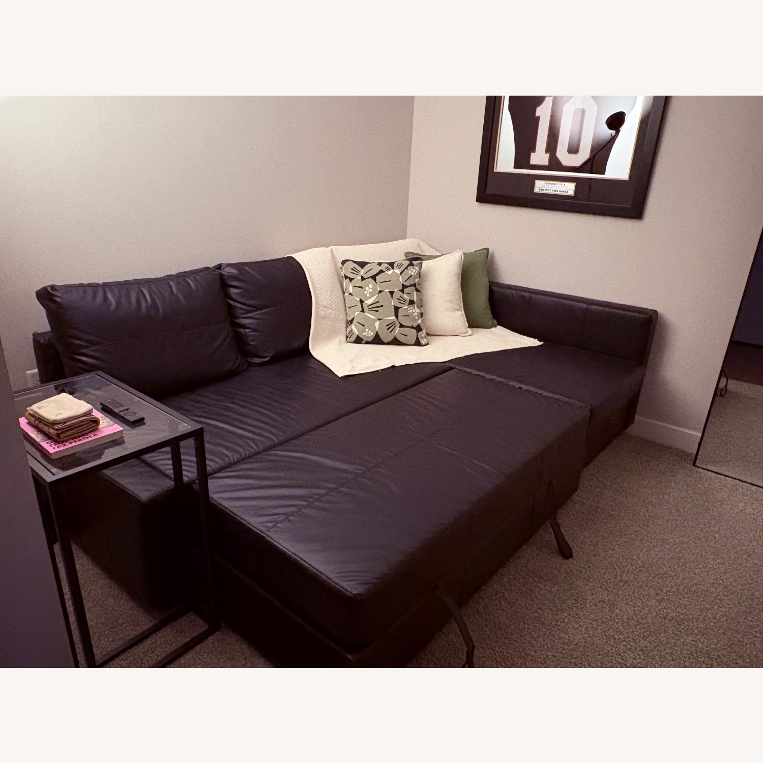IKEA Friheten Black Leather Sleeper Sofa - image-2