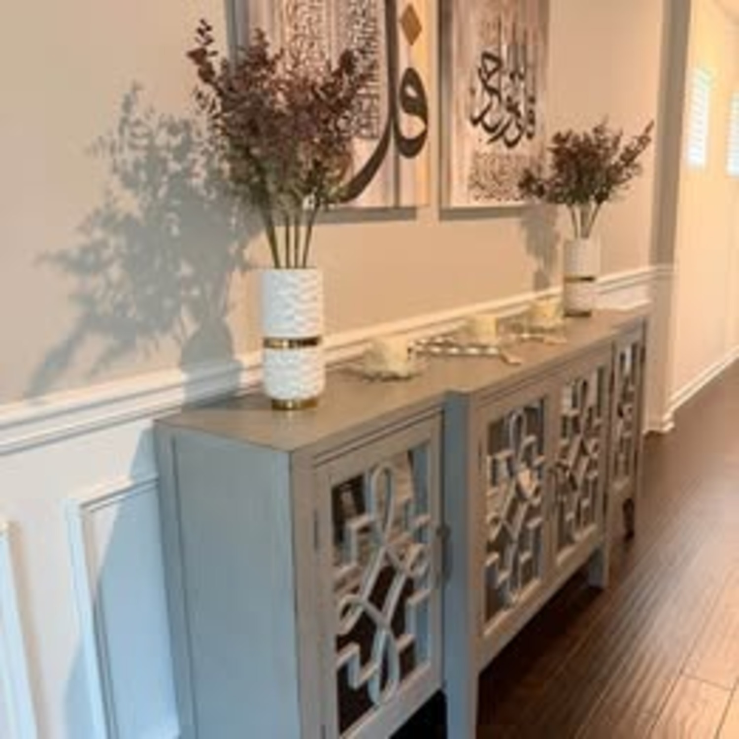 Grey Mirrored Buffet Sideboard - image-1