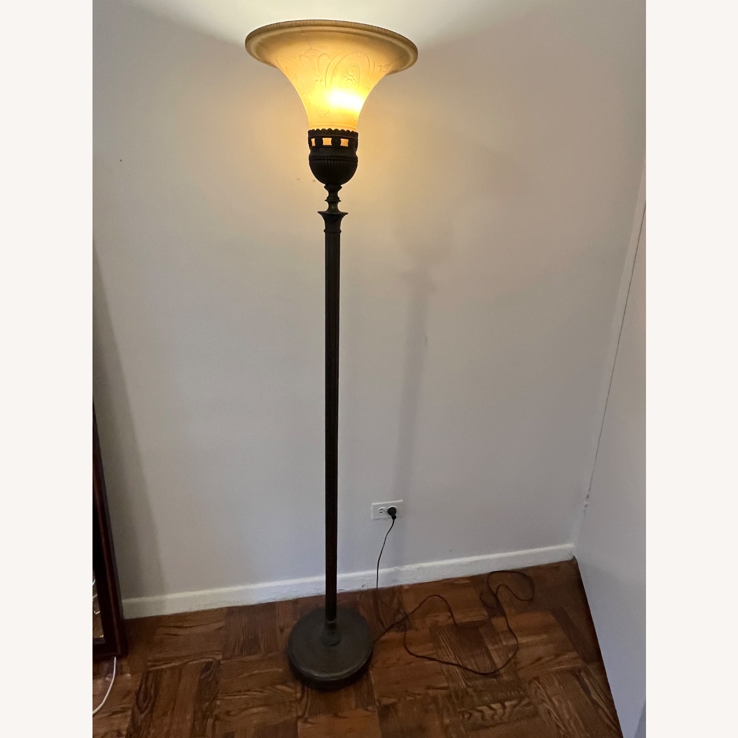 Vintage/Antique Yellow Brass Floor Lamp - image-2
