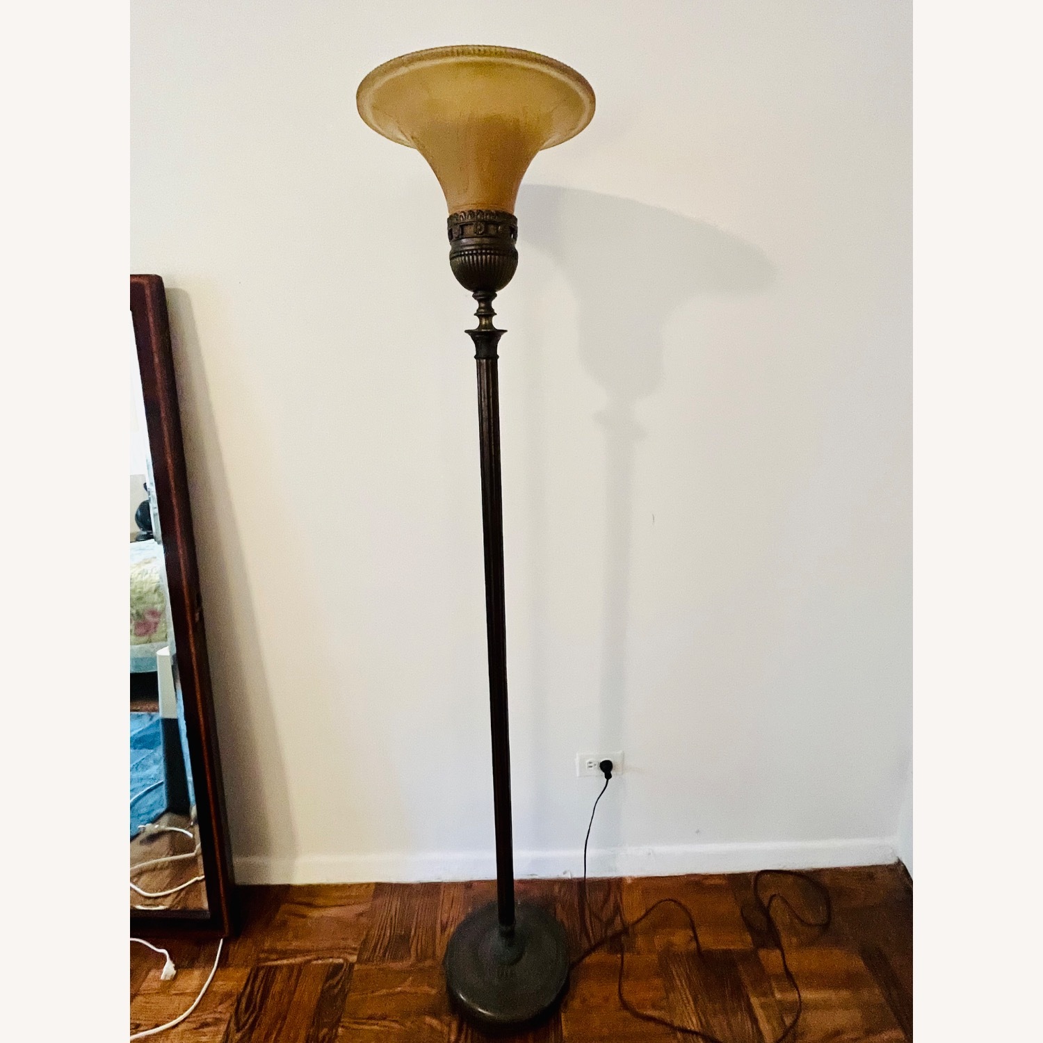 Vintage/Antique Yellow Brass Floor Lamp - image-5