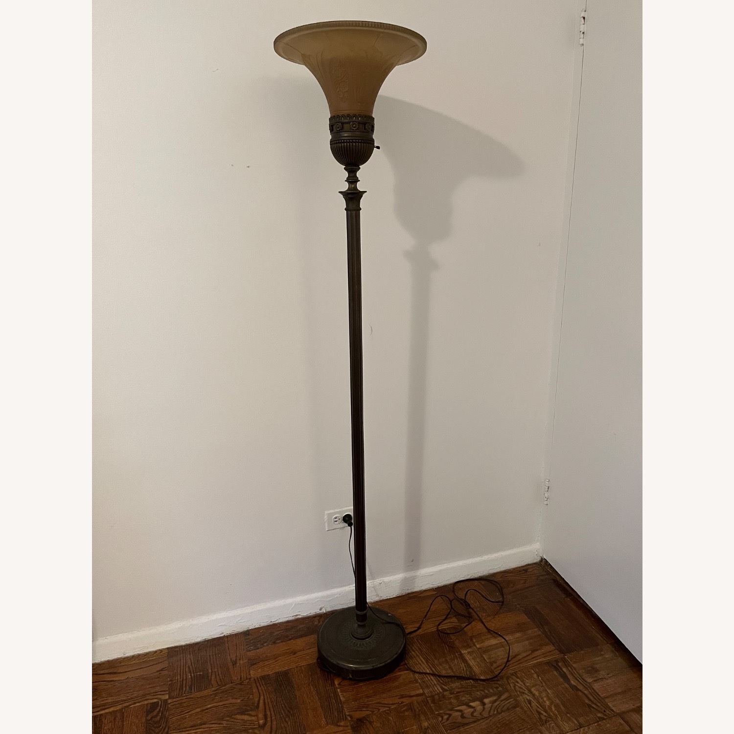 Vintage/Antique Yellow Brass Floor Lamp - image-1