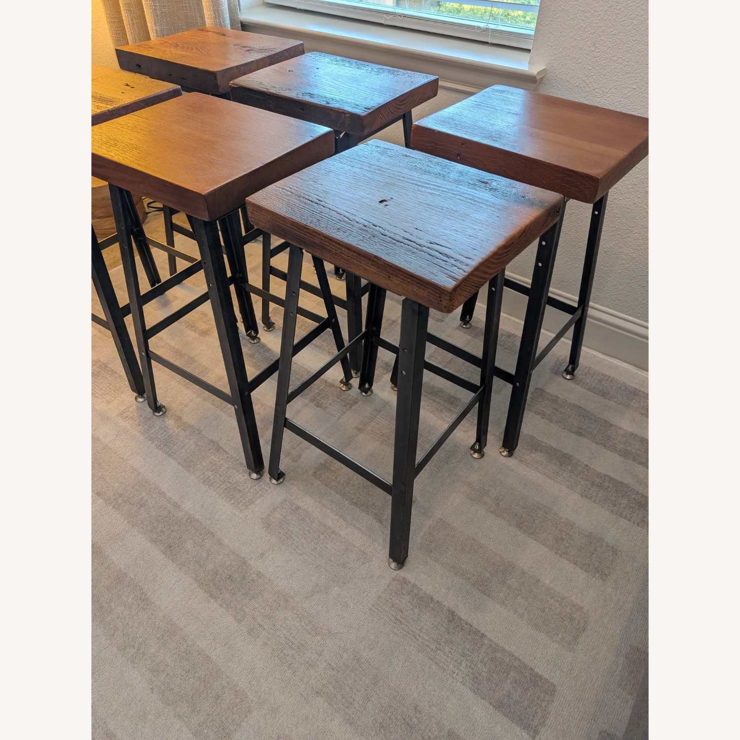 6 Barstools Wood Top & Steel Base - image-3
