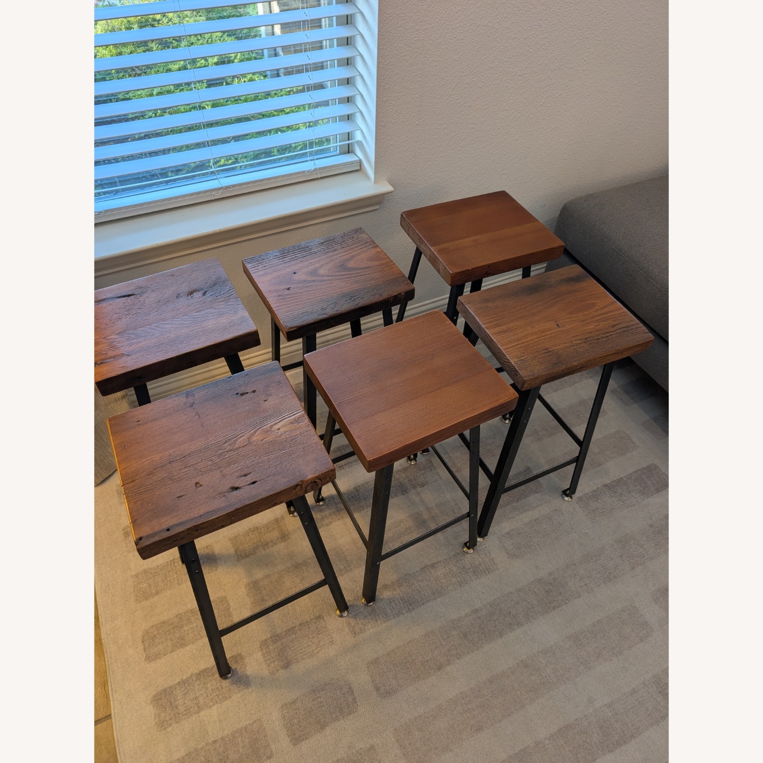 6 Barstools Wood Top & Steel Base - image-2