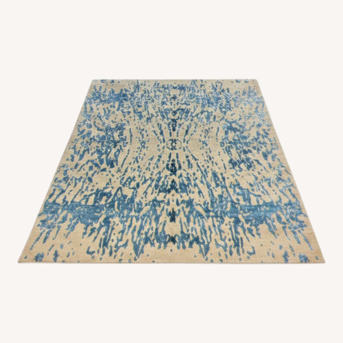 Used Modern White Blue Wool Area Rug 8' x 10' for sale on AptDeco