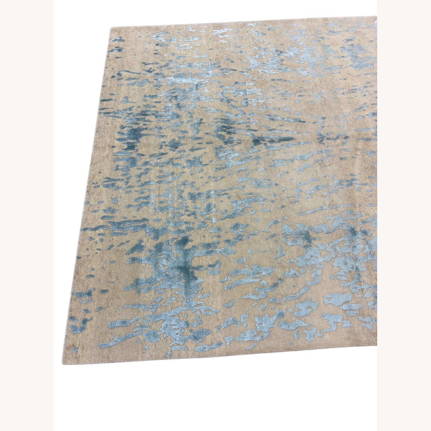 Modern White Blue Wool Area Rug 8' x 10' - image-6