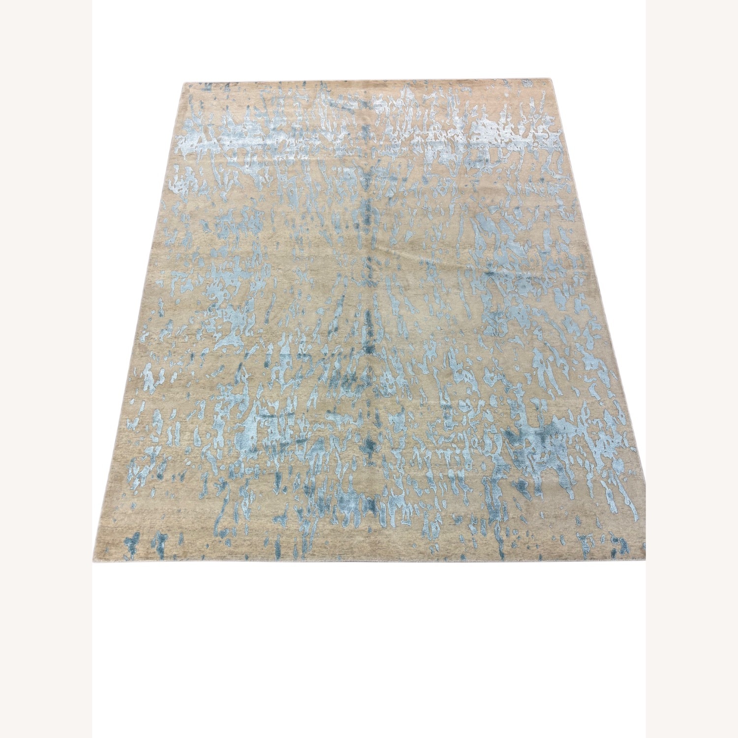 Modern White Blue Wool Area Rug 8' x 10' - image-2