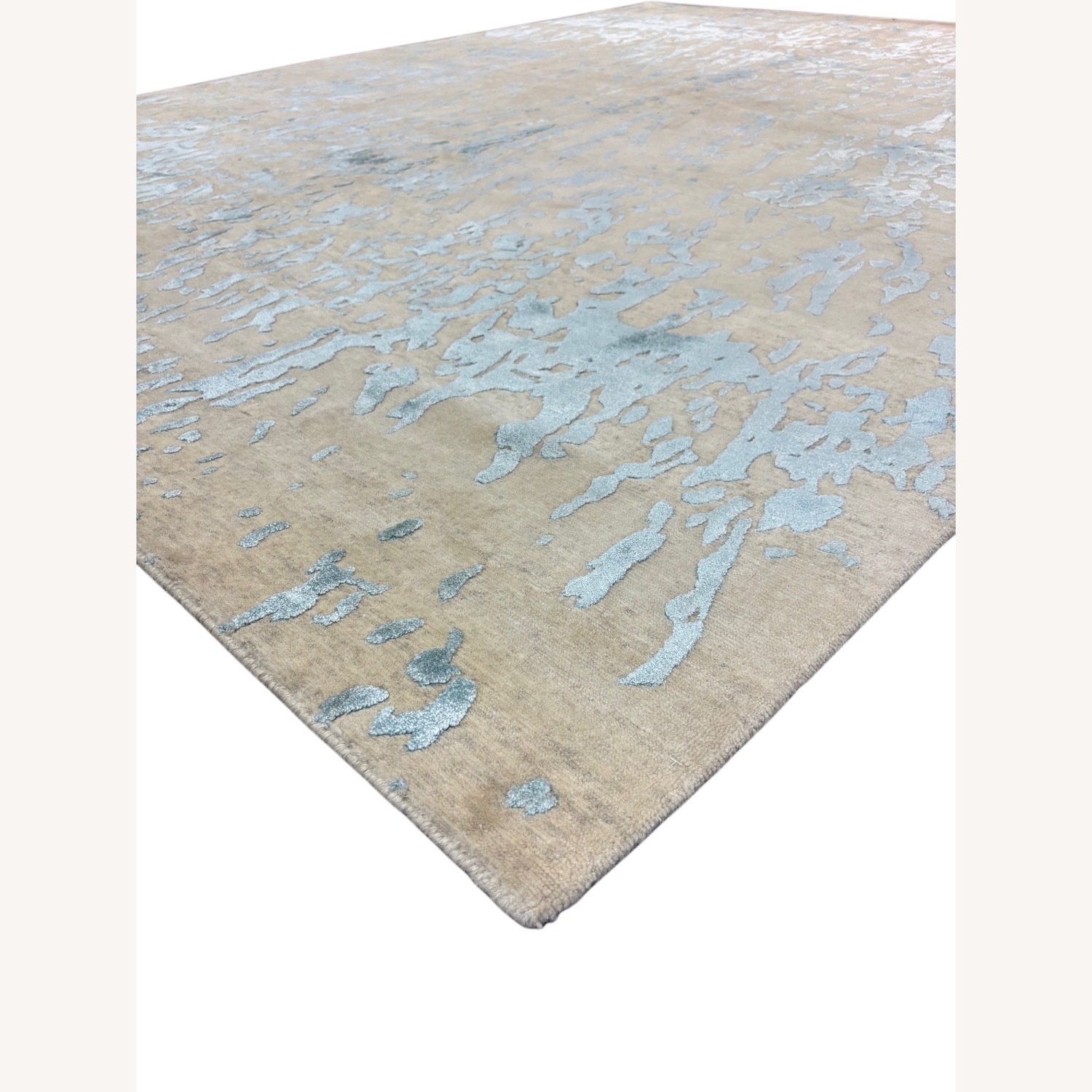 Modern White Blue Wool Area Rug 8' x 10' - image-5
