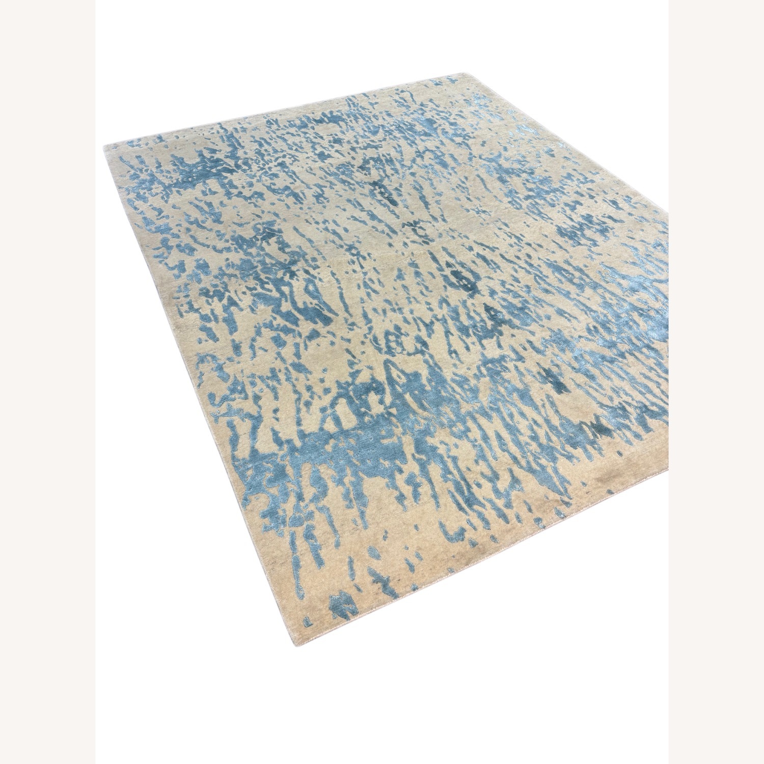Modern White Blue Wool Area Rug 8' x 10' - image-1