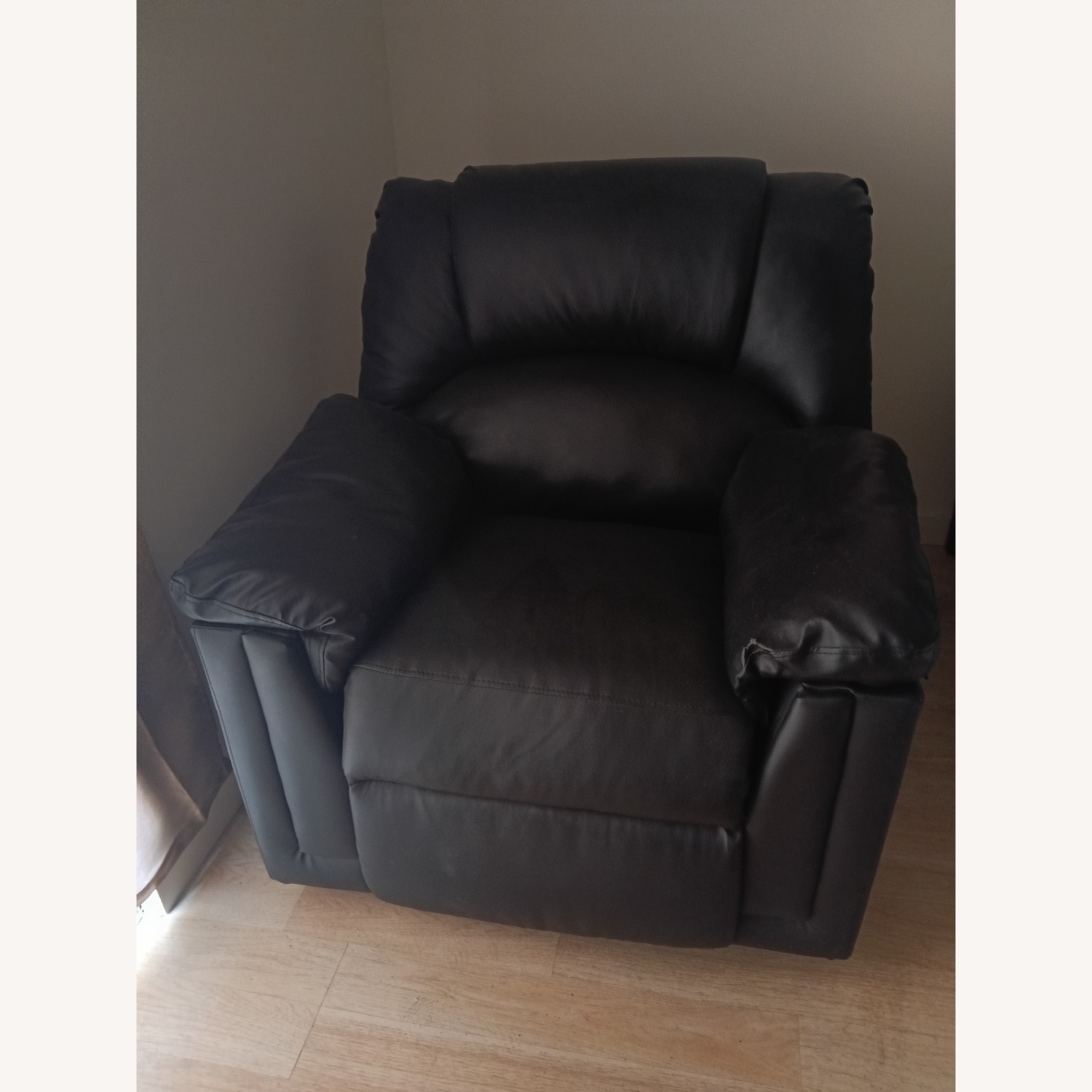 Black Leather Ottoman Rocking Recliner Chair - image-3