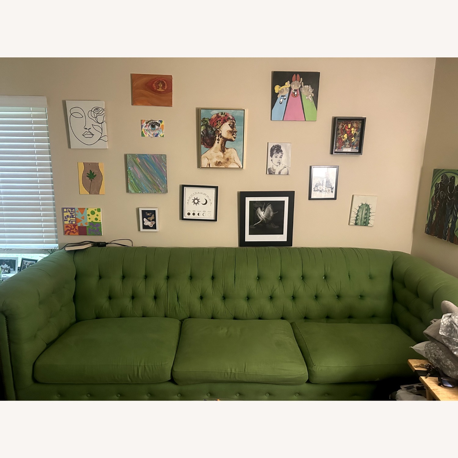 Green Fabric 3+ Seater Sofa - image-1