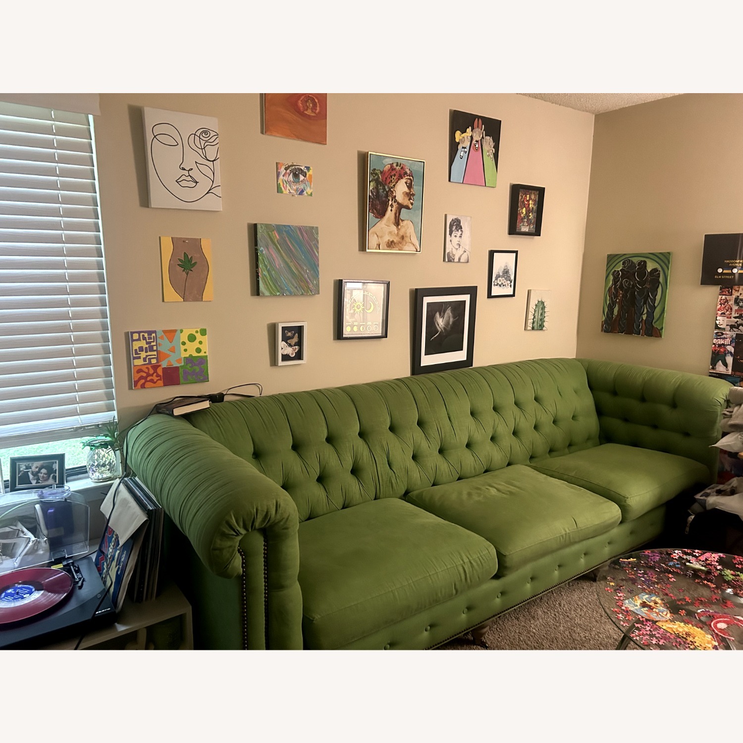 Green Fabric 3+ Seater Sofa - image-3