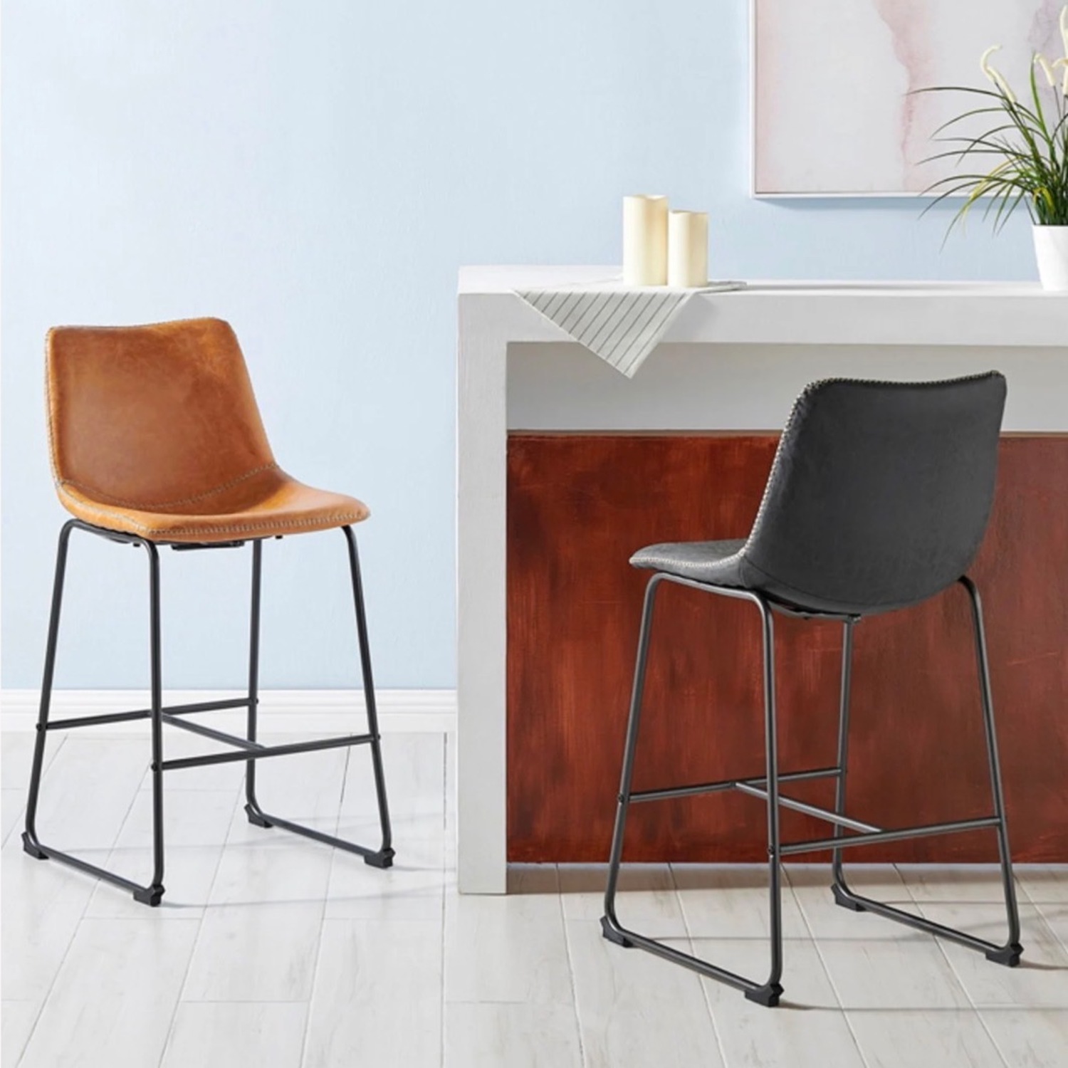 Su Casa Light Brown Faux Leather Dining Chairs - image-3