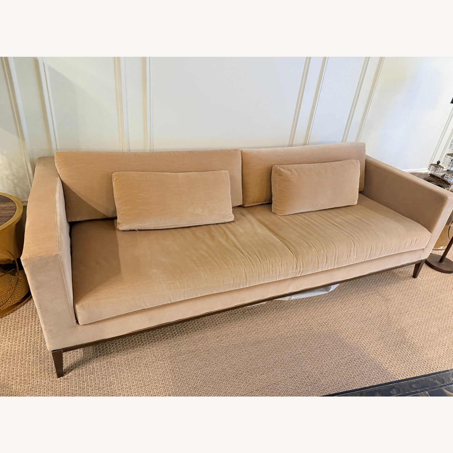 Restoration Hardware Italia Track Arm Natural Bench-Cushion Sofa - image-2