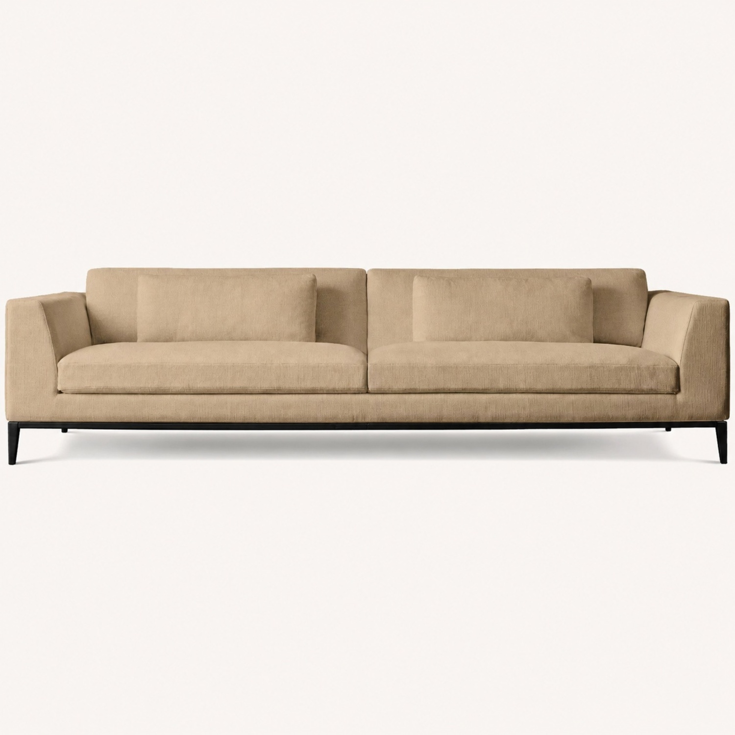 Restoration Hardware Italia Track Arm Natural Bench-Cushion Sofa - image-4