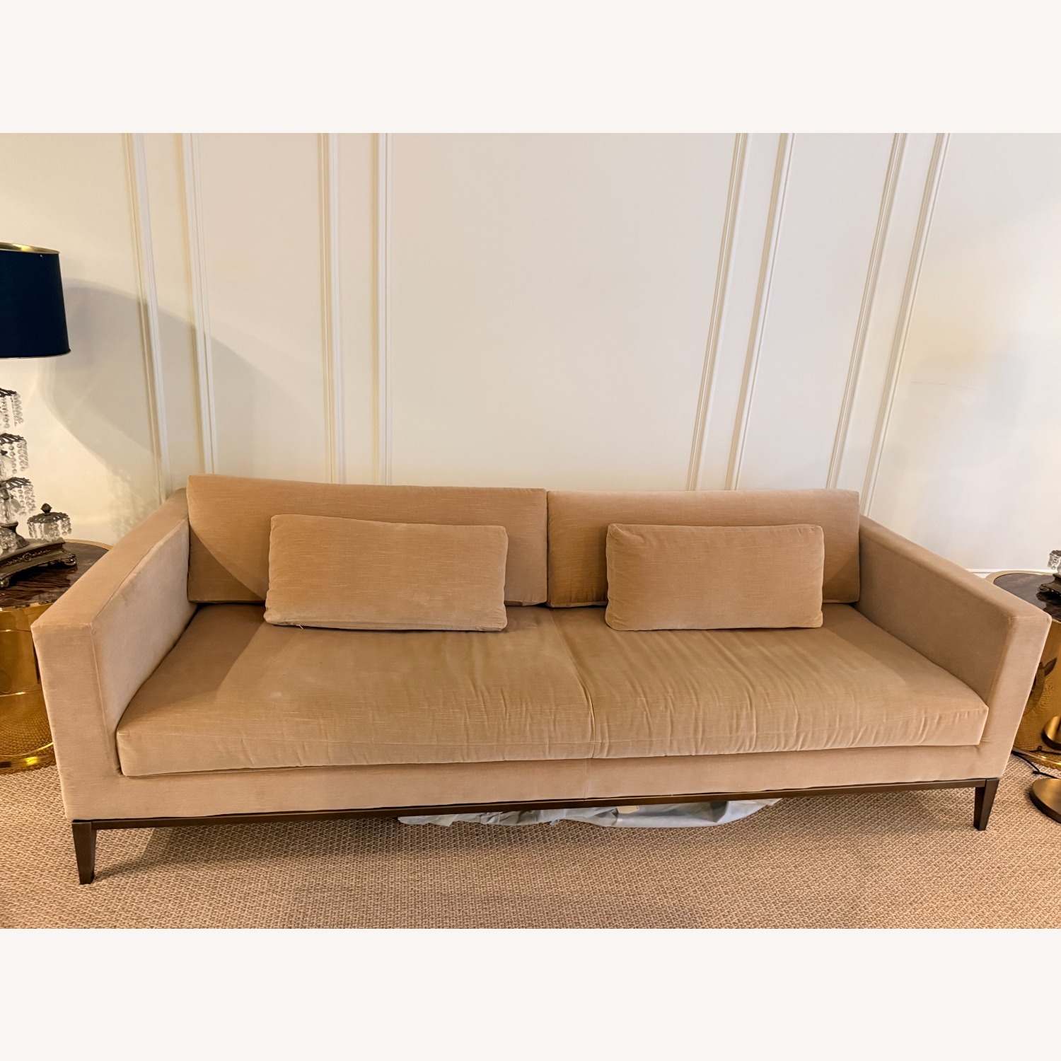 Restoration Hardware Italia Track Arm Natural Bench-Cushion Sofa - image-1