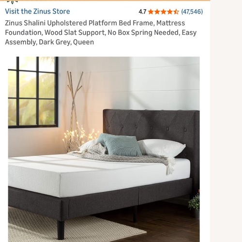 Used Zinus Shalini Upholstered Platform Bed Frame for sale on AptDeco