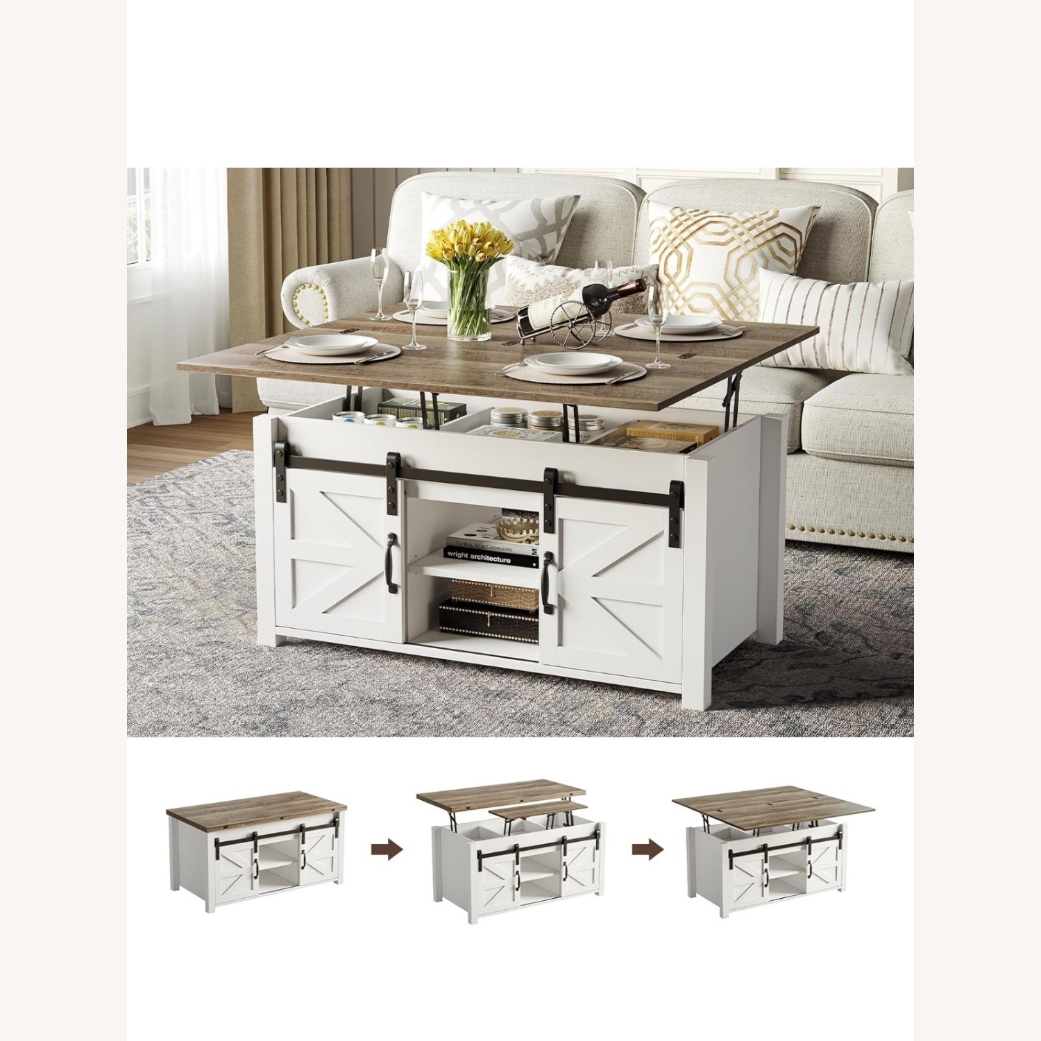 Amazon 4 in 1 Multi-Function Convertible Coffee Table - image-2