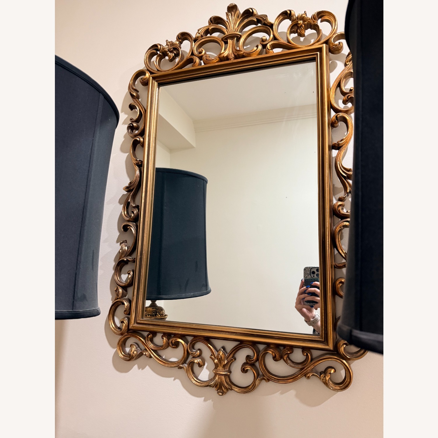 Vintage/Antique Gold Metal Wall Mirror - image-1