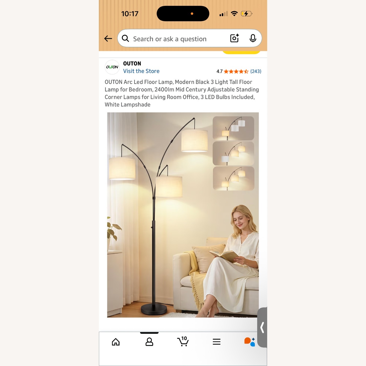 Amazon OUTON Arc Led Floor Lamp - image-1