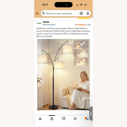 Used Amazon OUTON Arc Led Floor Lamp for sale on AptDeco