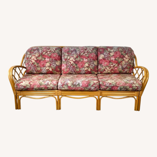 Used Vintage Rattan Palm Beach Style Sofa for sale on AptDeco