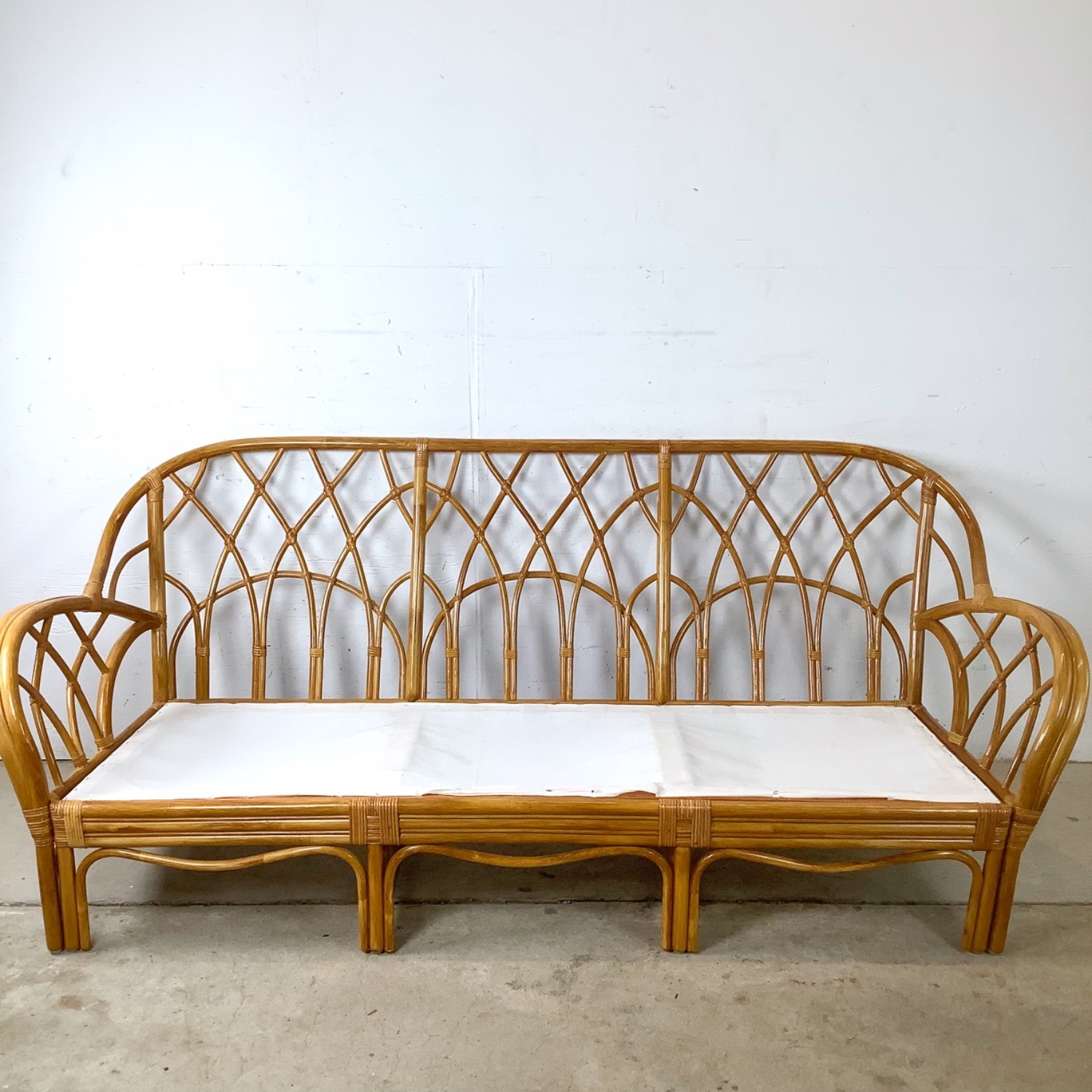 Vintage Rattan Palm Beach Style Sofa - image-11