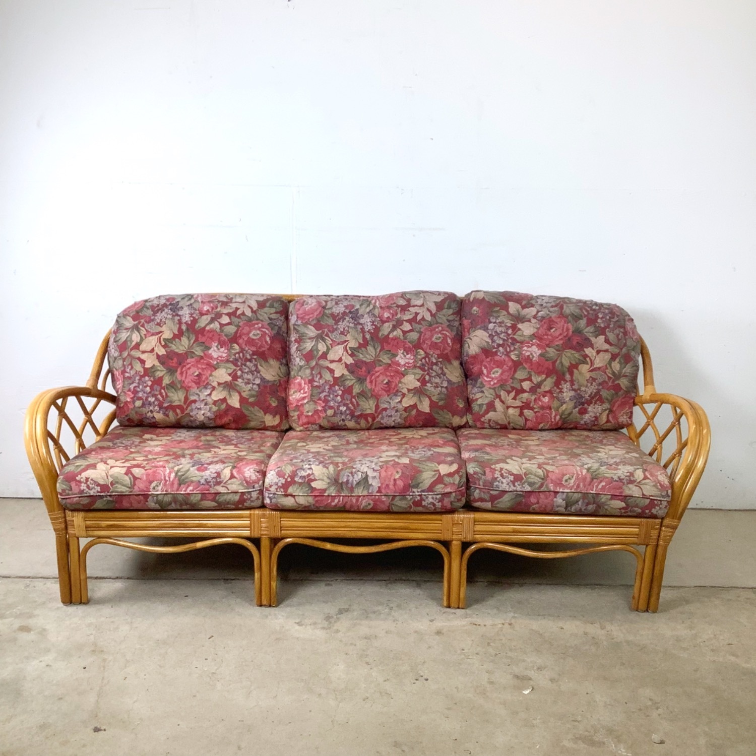 Vintage Rattan Palm Beach Style Sofa - image-1