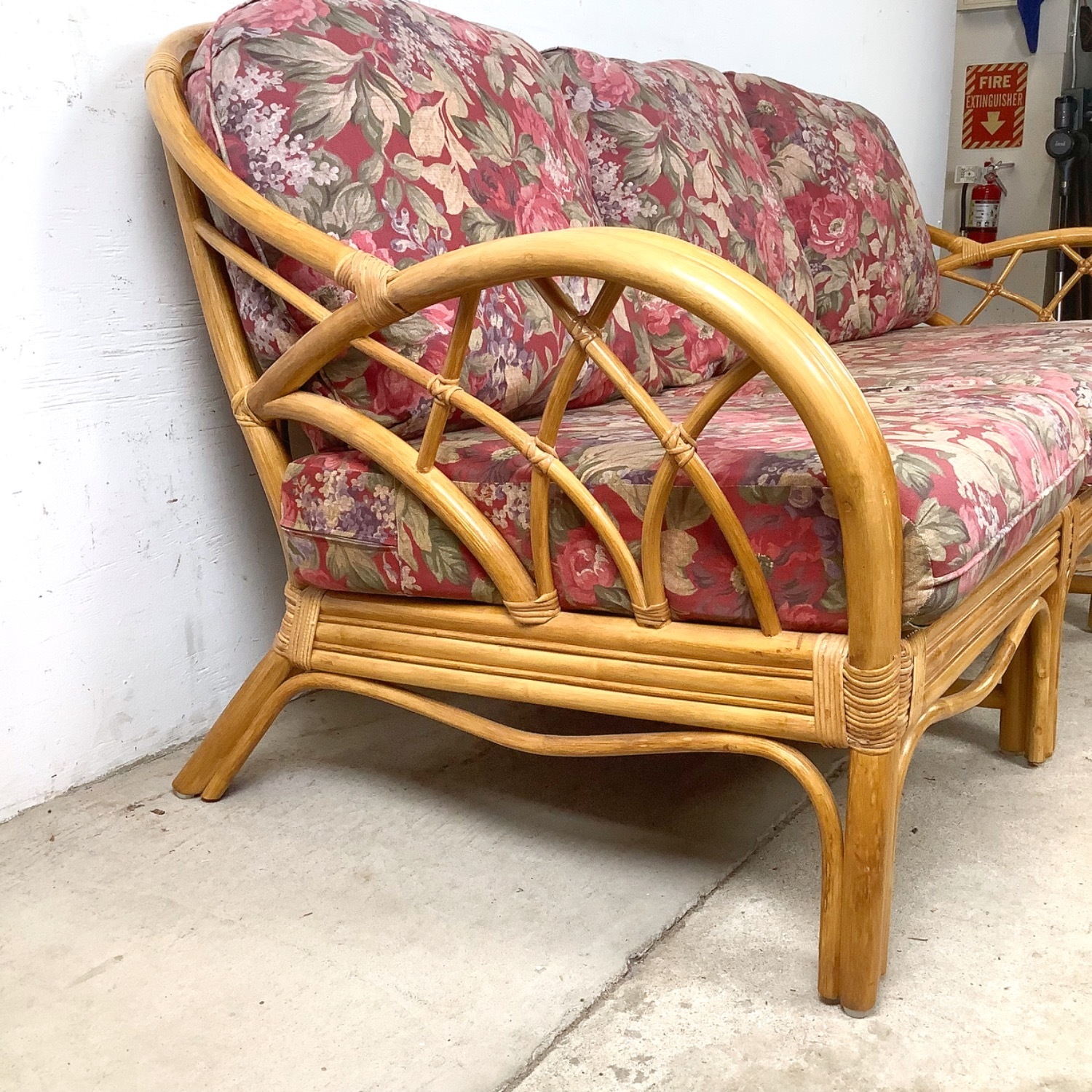 Vintage Rattan Palm Beach Style Sofa - image-9