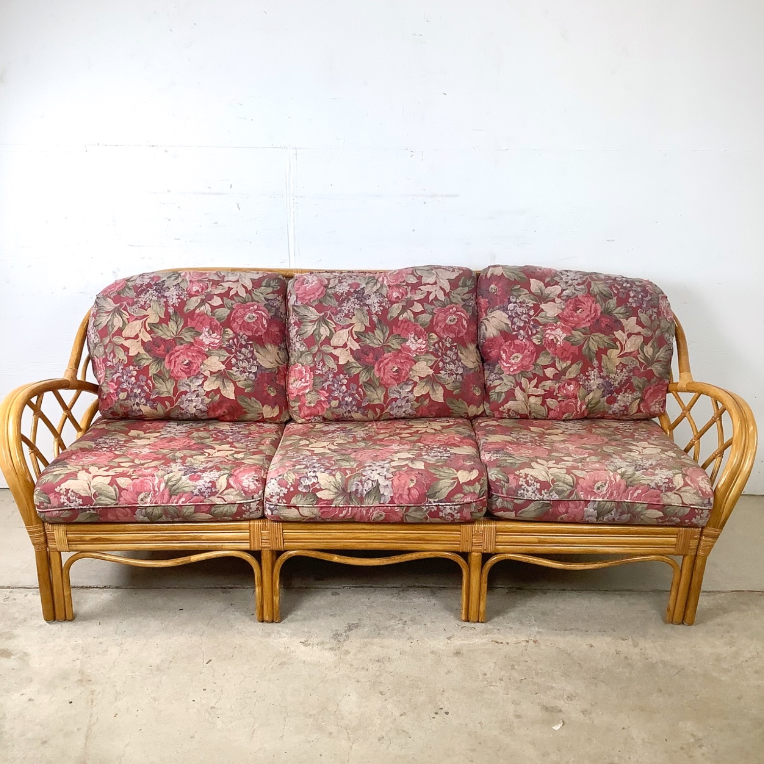 Vintage Rattan Palm Beach Style Sofa - image-2