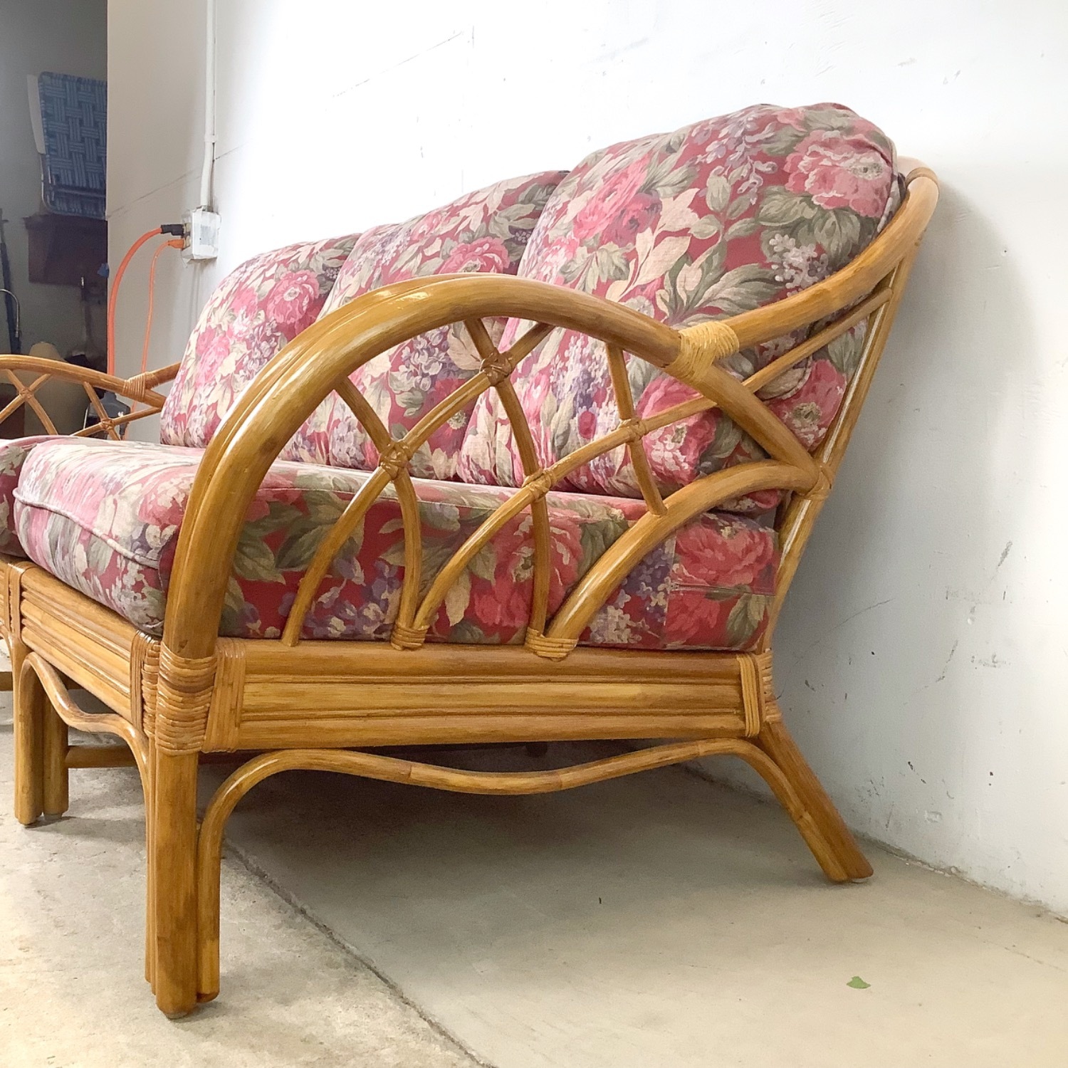 Vintage Rattan Palm Beach Style Sofa - image-8
