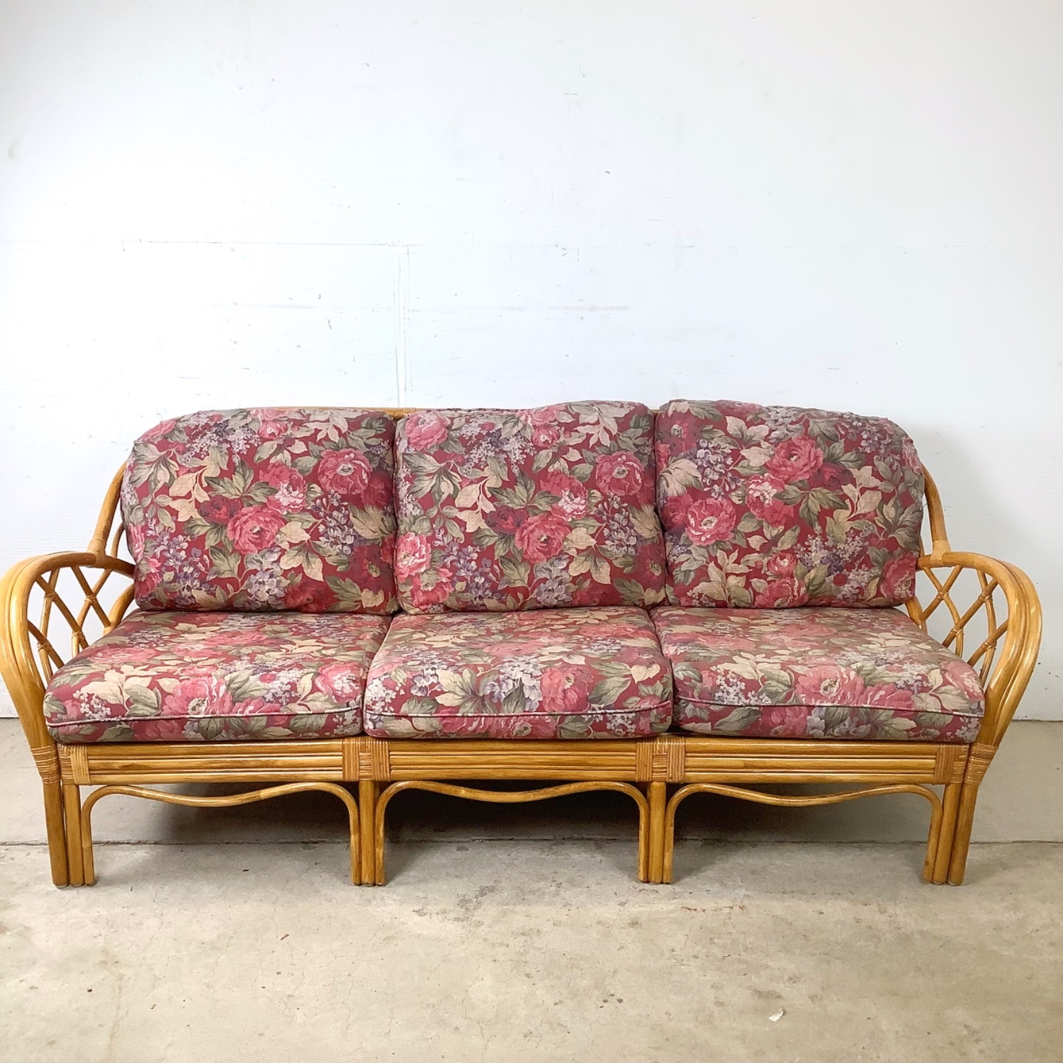 Vintage Rattan Palm Beach Style Sofa - image-3