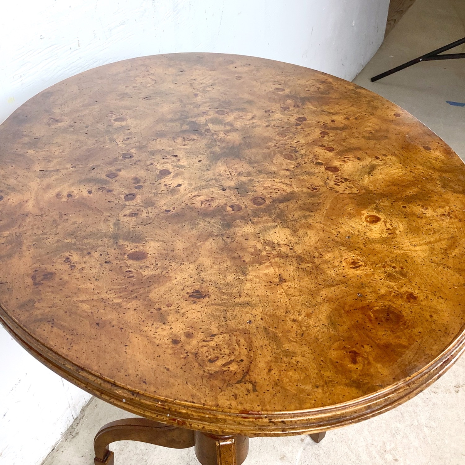 Weiman Burl Veneer Pedestal Accent Table - image-13