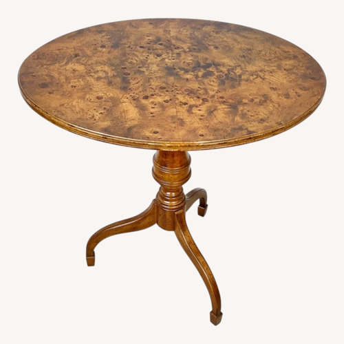 Used Weiman Burl Veneer Pedestal Accent Table for sale on AptDeco