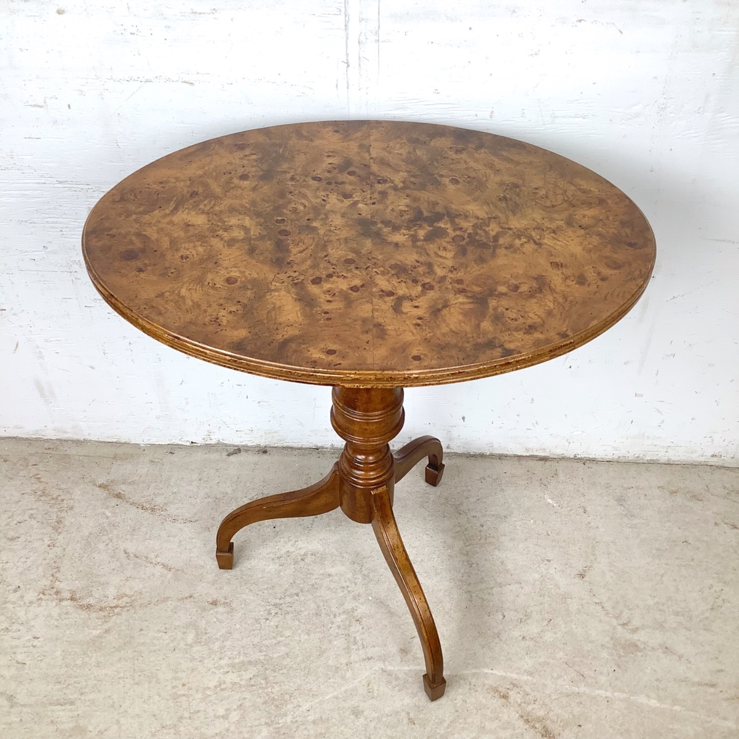 Weiman Burl Veneer Pedestal Accent Table - image-1