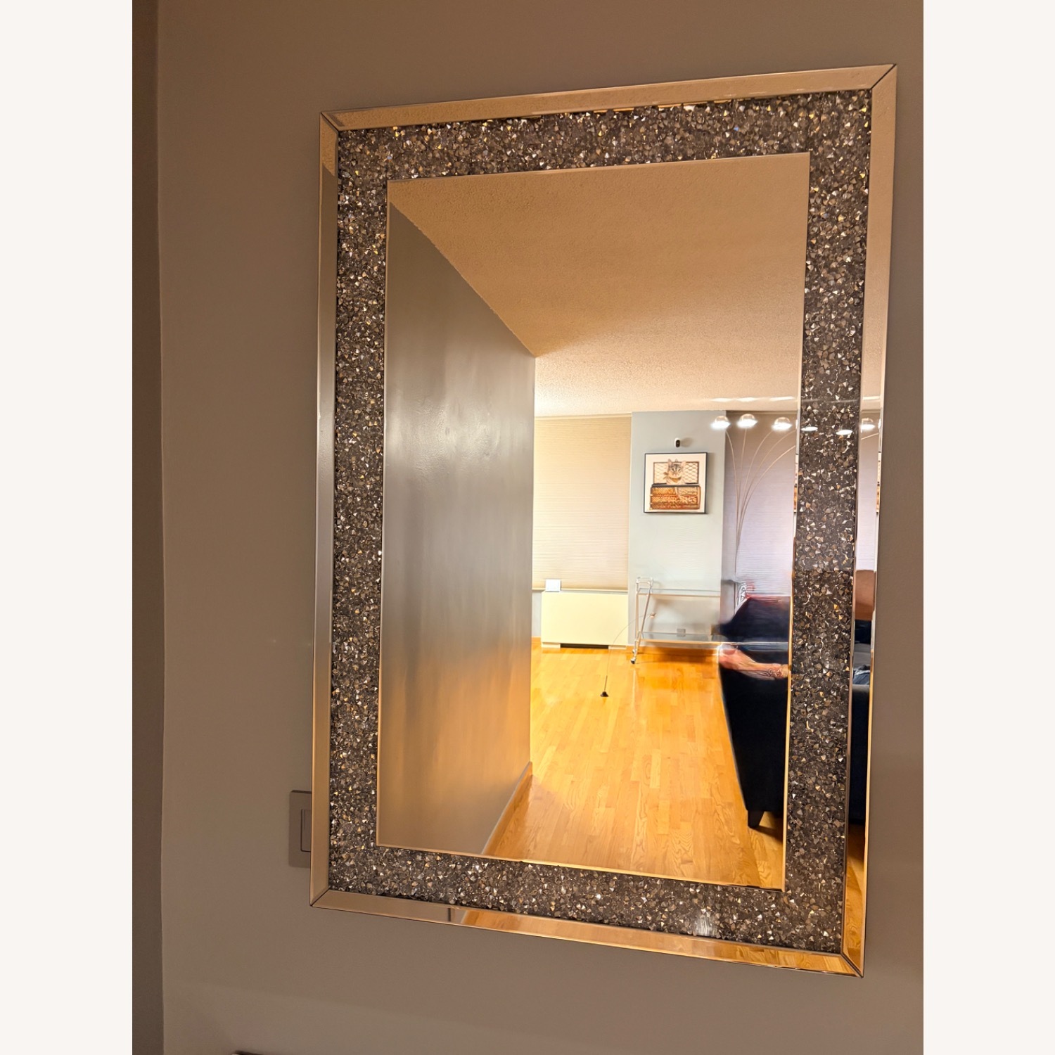 Silver Mirrored Glass Wall Mirror - image-3