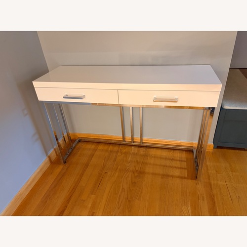 Used White/Chrome Console Table for sale on AptDeco