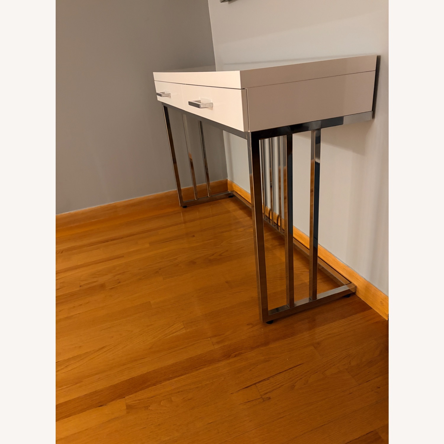 White/Chrome Console Table - image-3