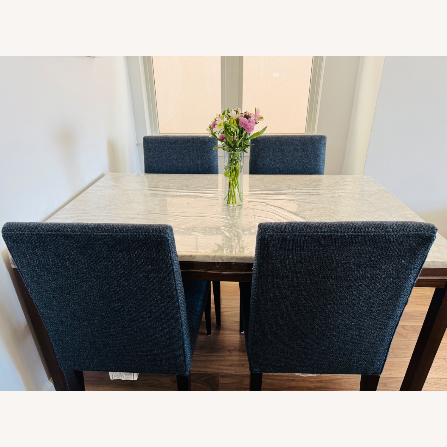 Crate & Barrel Miles Blue Fabric Dining Chairs - image-4