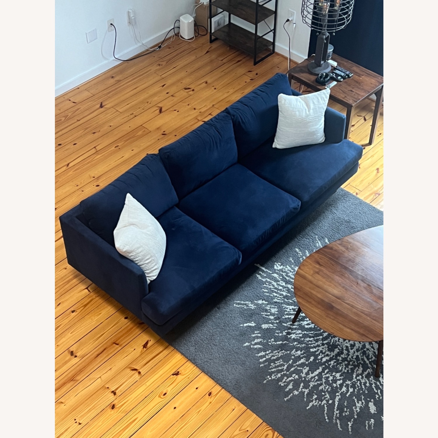 West Elm Haven Blue Velvet 3+ Seater Sofa - image-2