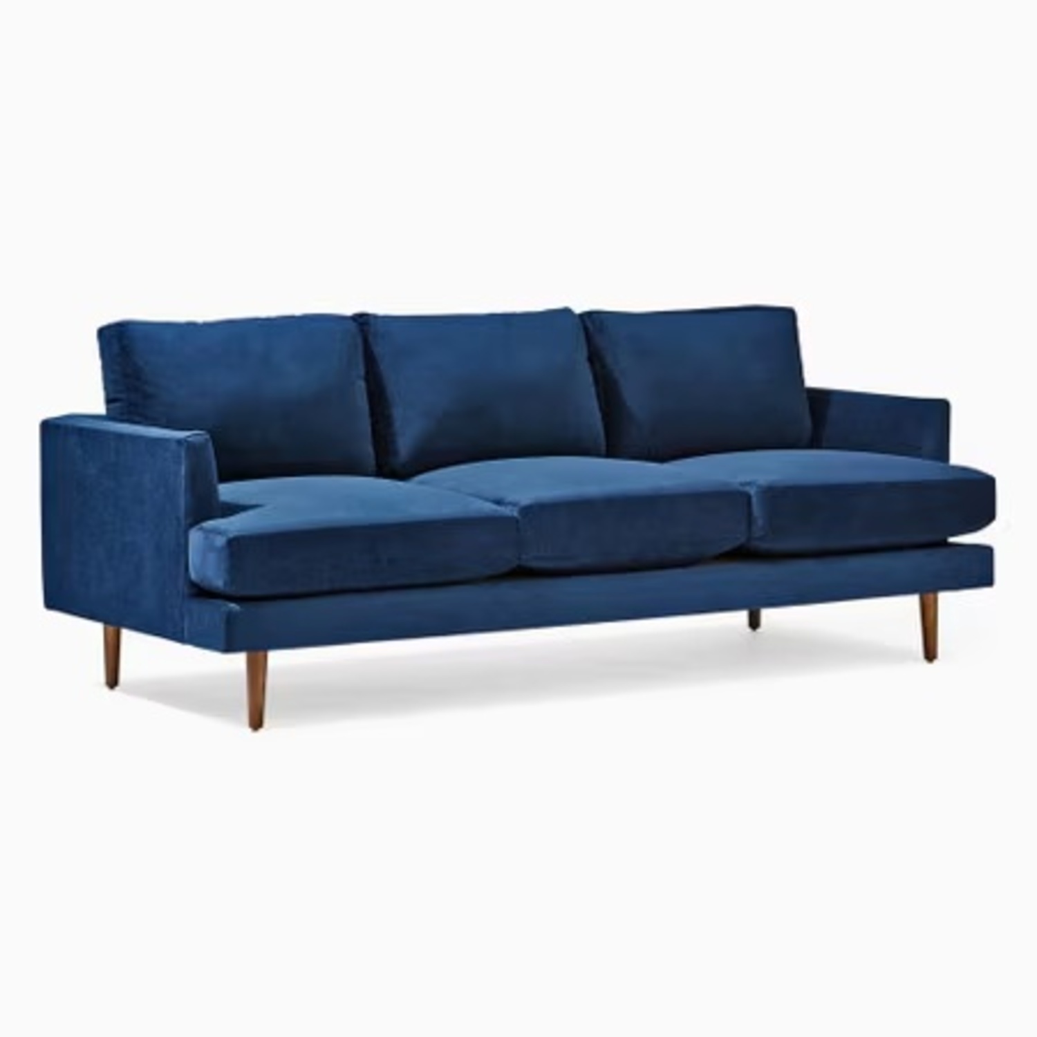 West Elm Haven Blue Velvet 3+ Seater Sofa - image-4
