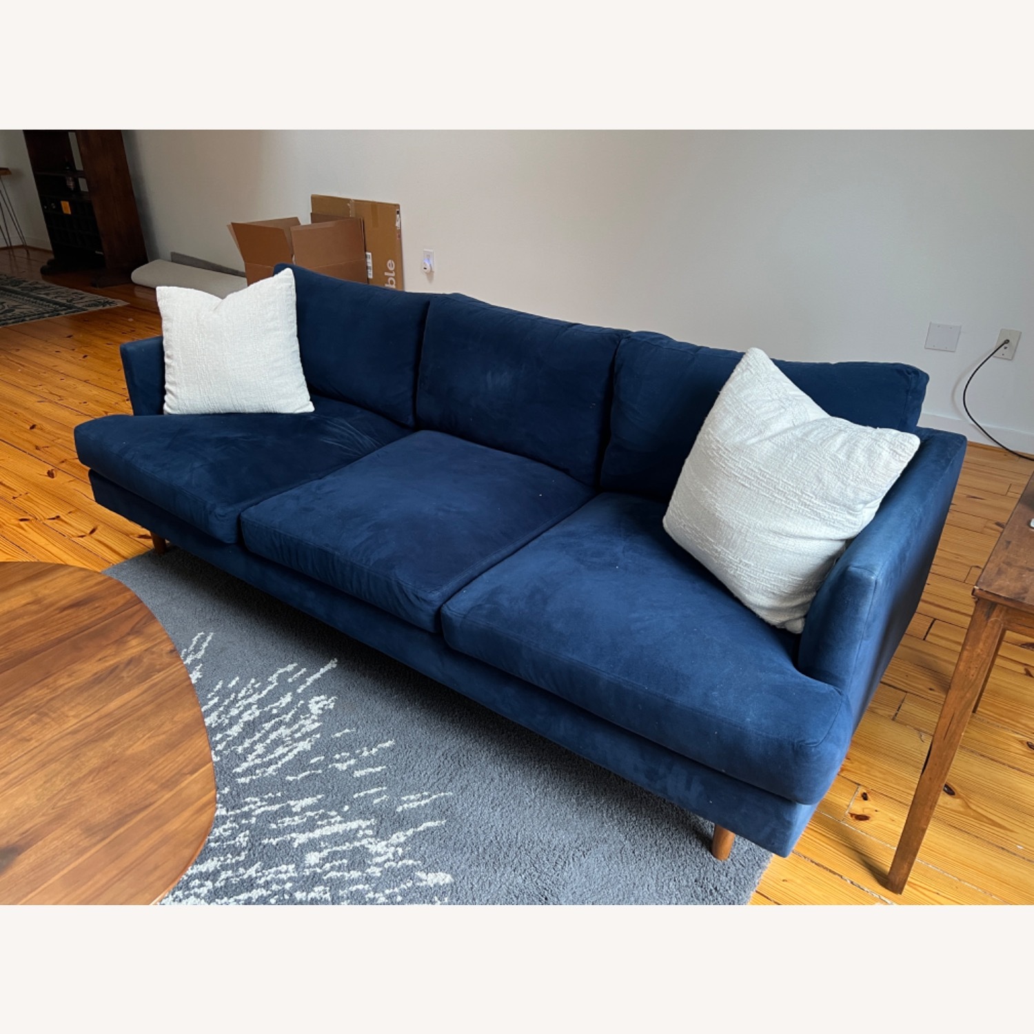 West Elm Haven Blue Velvet 3+ Seater Sofa - image-3