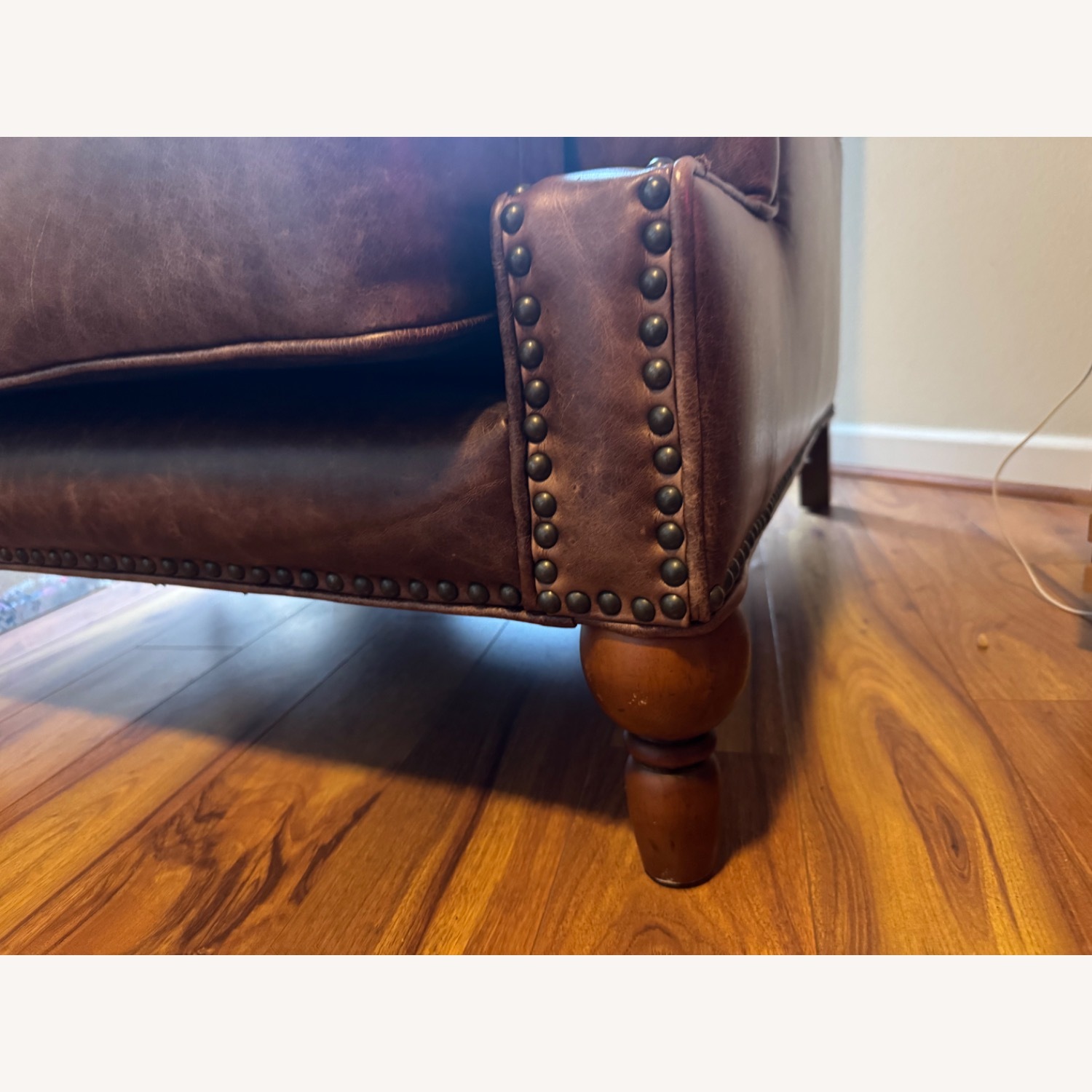 Vintage Dark Brown Genuine Leather Armchair - image-3