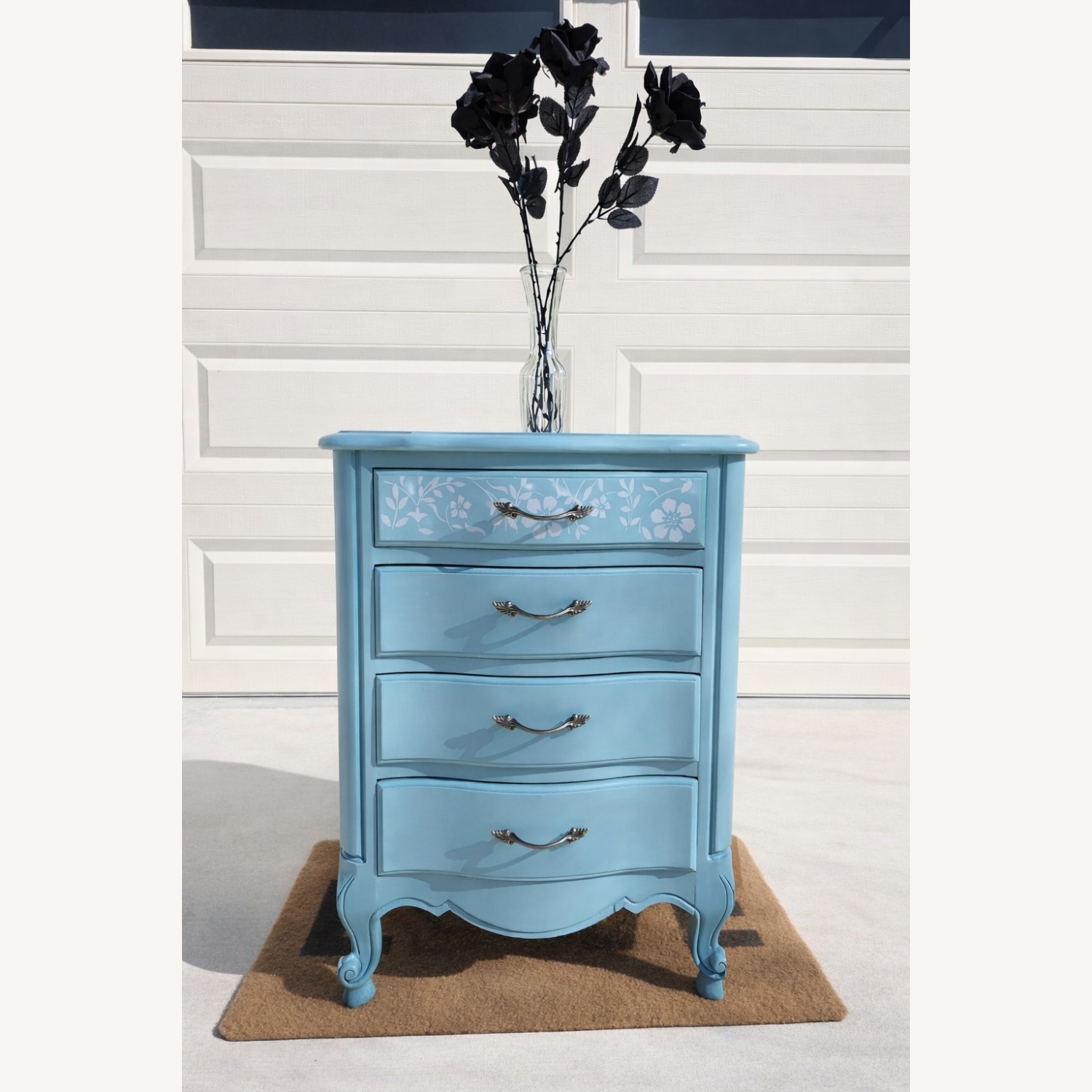 French Provincial Nightstand w Floral Accent - image-1