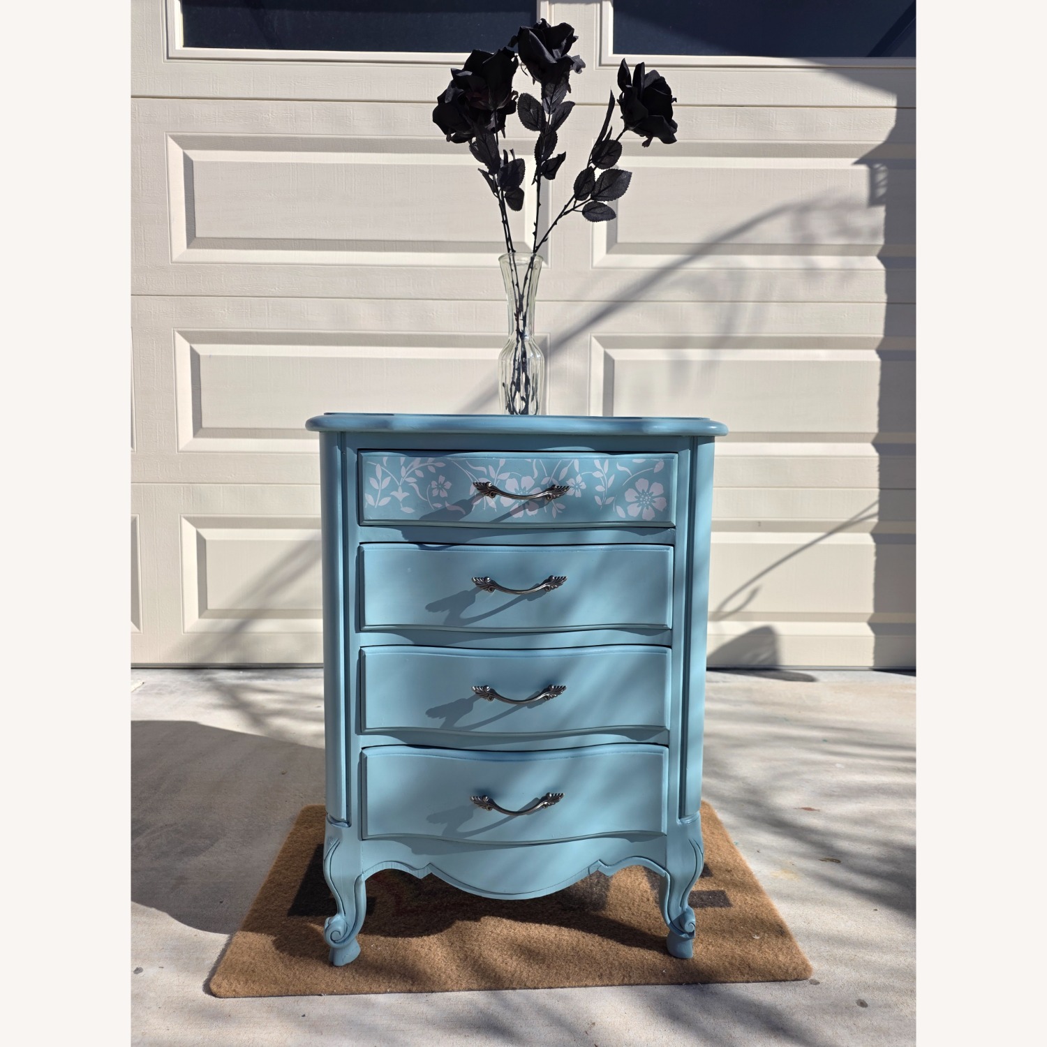 French Provincial Nightstand w Floral Accent - image-6