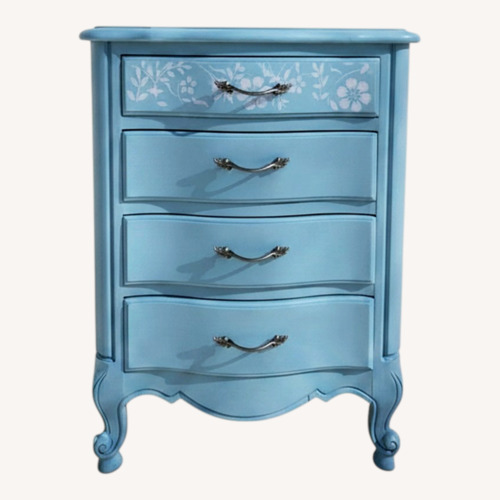 Used French Provincial Nightstand w Floral Accent for sale on AptDeco