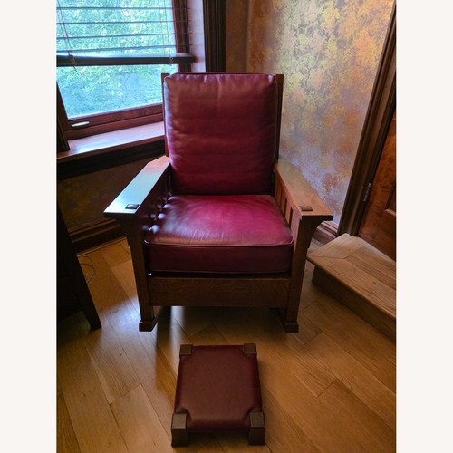 Used Stickley Audi & Co Burgundy Leather Rocker for sale on AptDeco