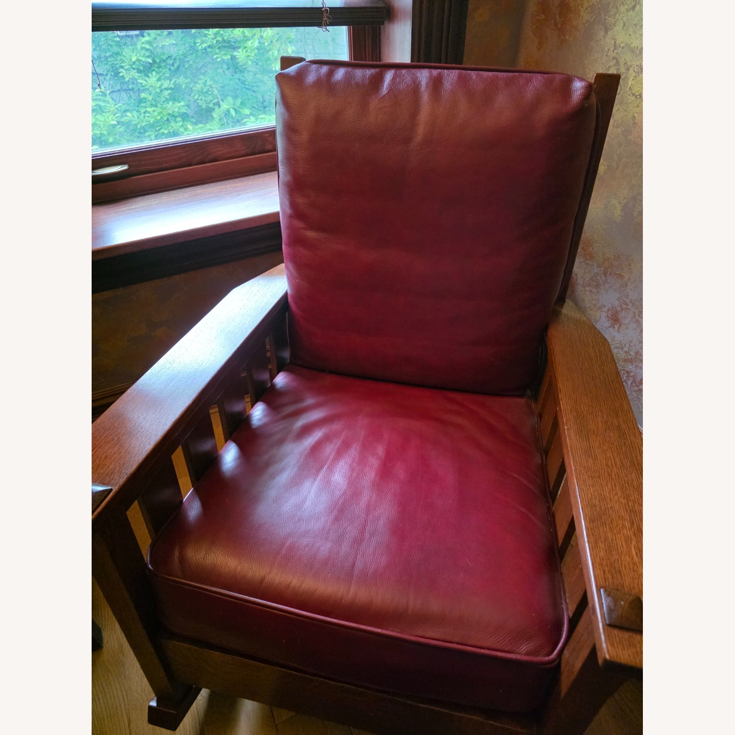 Stickley Audi & Co Burgundy Leather Rocker - image-1