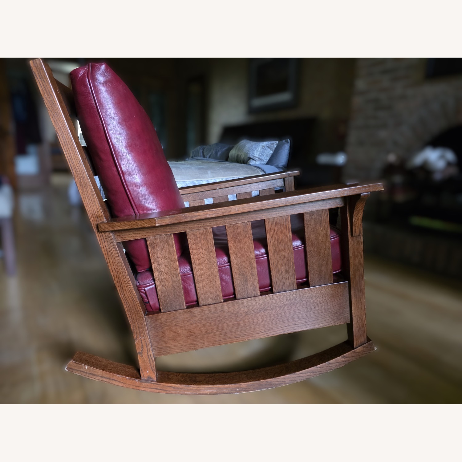 Stickley Audi & Co Burgundy Leather Rocker - image-2